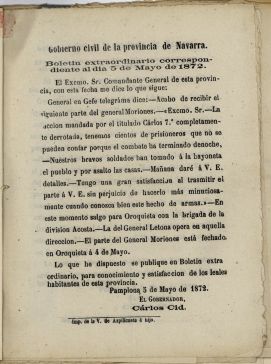 O Archivo de Navarra conmemora o 150 aniversario da Batalla de Oroquieta e a 1ª acción da Cruz Vermella