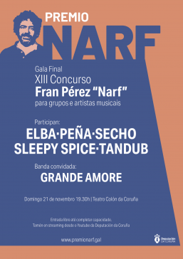 Este domingo 21 celébrase no Teatro Colón a final do Premio Narf coas bandas Peña, Tandub, Sleepy Spice, Elba e Secho