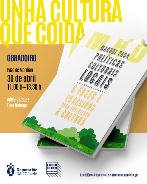 A Deputación da Coruña organiza dúas xornadas formativas ao abeiro do recentemente editado ‘Manual para políticas culturais locais’