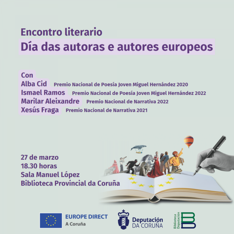EUROPE DIRECT A Coruña e a Biblioteca Provincial da Coruña celebran o Día das Autoras e Autores Europeos cun encontro con catro premios nacionais de literatura