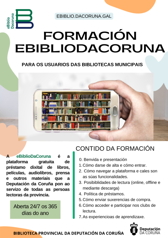 Sesións de formación presenciais da EBIBLIODACORUNA na túa biblioteca.
