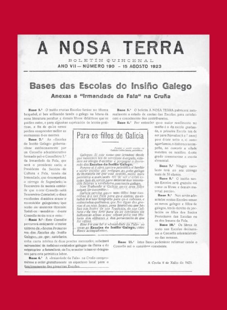 A Deputación da Coruña publicará un libro para conmemorar o centenario das Escolas do Insiño Galego