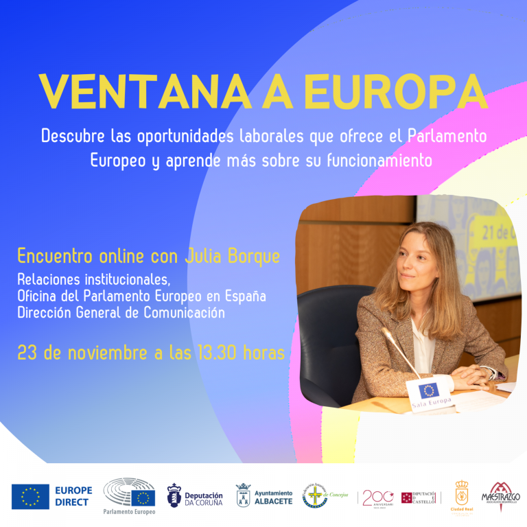 EUROPE DIRECT A Coruña organiza o encontro en liña ‘Ventana a Europa’ para a mocidade interesada nas oportunidades laborais do Parlamento Europeo