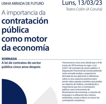 A Deputación organiza unha xornada que analizará a contratación pública como motor da economía
